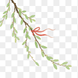 快图网原创手绘春天柳条植物