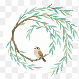 快图网原创手绘春天柳条植物