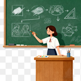 快图网原创手绘老师在讲台上讲课