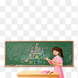 快图网原创手绘老师在讲台上讲课