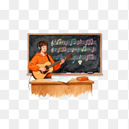 快图网原创手绘音乐老师在讲台上讲课