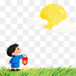 快图网原创手绘中秋望月人物