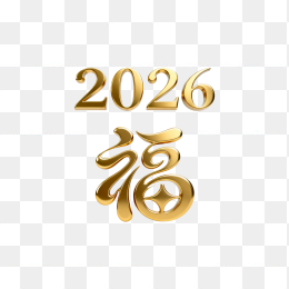 快图网原创立体2026金色福字