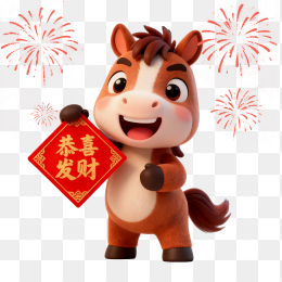 快图网原创马年3D吉祥物元素