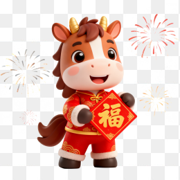 快图网原创马年3D吉祥物元素