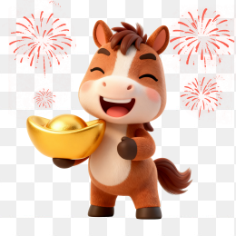 快图网原创马年3D吉祥物元素