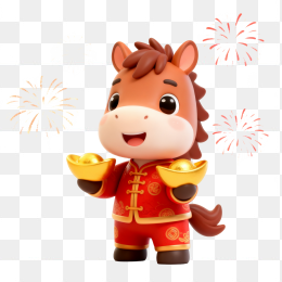 快图网原创马年公仔元宝元素