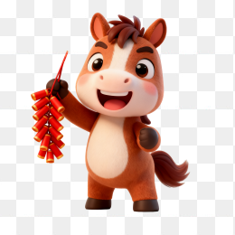 快图网原创马年公仔鞭炮元素