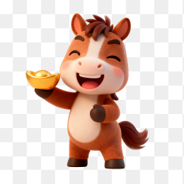 快图网原创马年3D公仔元宝元素