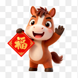 快图网原创马年3D公仔福字元素