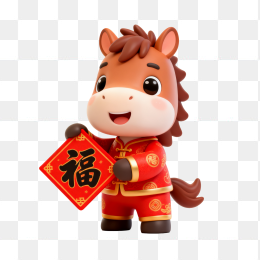 快图网原创马年3D公仔福元素