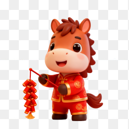 快图网原创马年3D公仔鞭炮元素