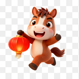 快图网原创马年3D公仔灯笼元素