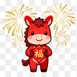 快图网原创手绘马年福字元素