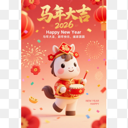快图网原创2026马年大吉红包封面