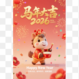 快图网原创2026马年大吉红包封面