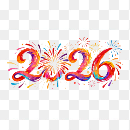 原创2026年创意烟花彩色字体