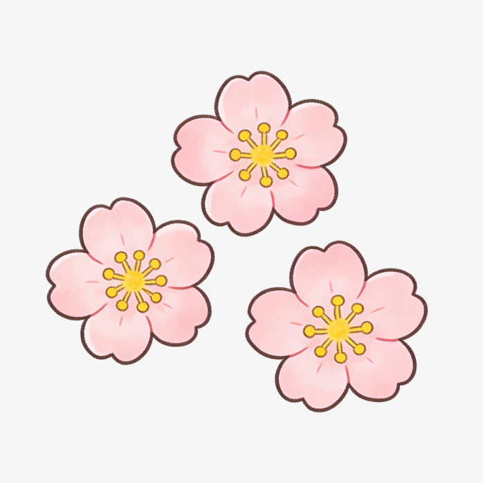 手绘卡通樱花插画素材