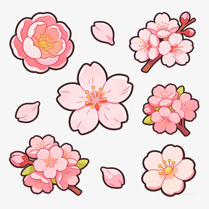 温柔风樱花手绘插画