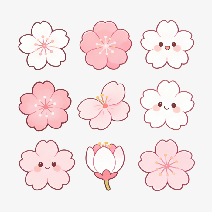 樱花系列手绘贴纸