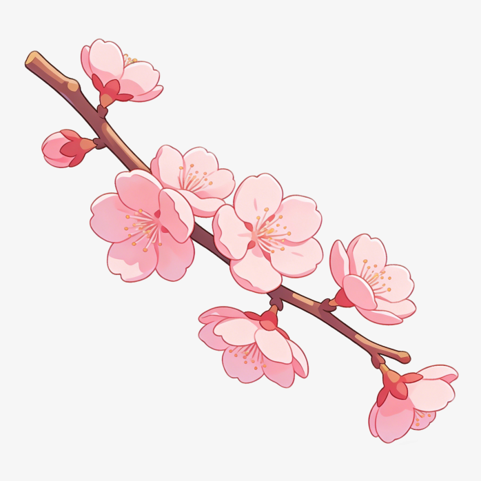 浪漫樱花树下手绘场景