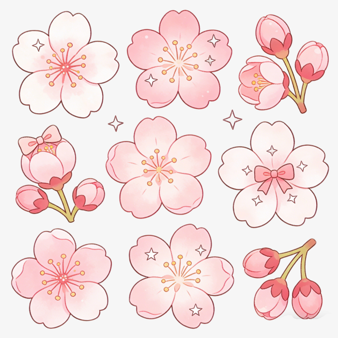 粉色樱花背景手绘插画