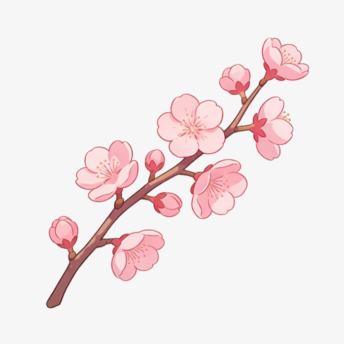 繁花似锦樱花树手绘