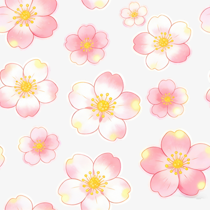 清雅白色樱花手绘插画