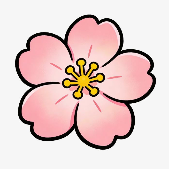 樱花花环手绘装饰素材