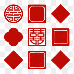 中式传统红色复古印章框