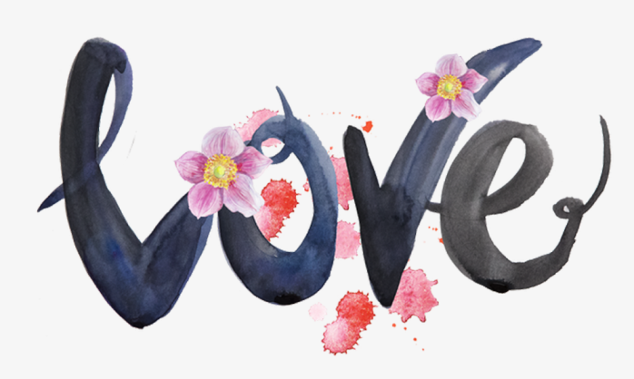 爱情花朵love艺术字免抠下载