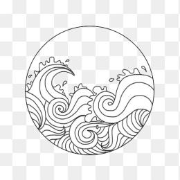 圆形框手绘浪花免抠图