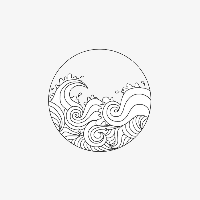 圆形框手绘浪花免抠图