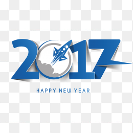 2017蓝色航天飞行艺术字免抠