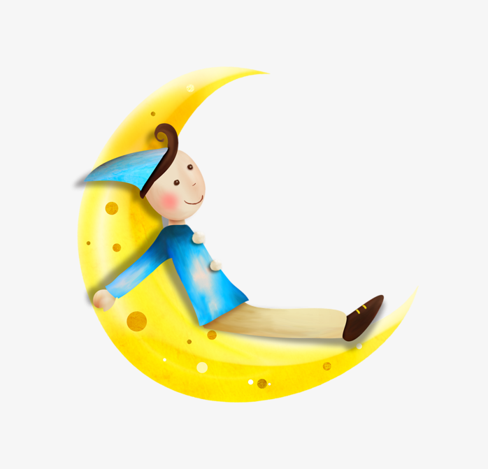 月牙小人明黄图形免抠图素材