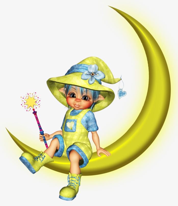 月牙卡通小孩素材免抠图图形