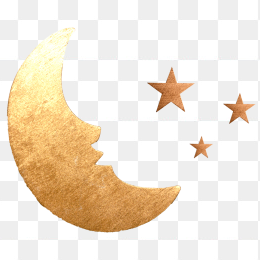 月牙卡通人脸星星素材免抠图图形