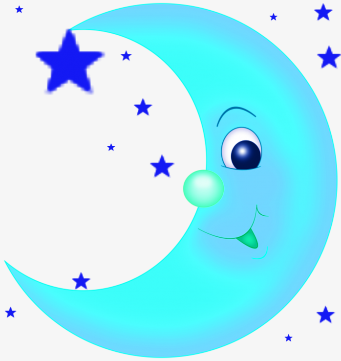 月牙卡通蓝绿星星素材免抠图图形