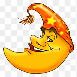 月牙卡通人脸帽子微笑星星素材免抠图图形