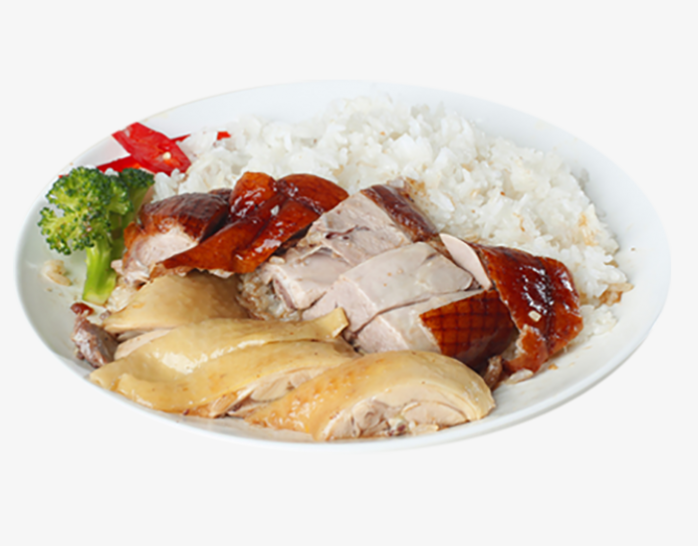 烧鸭白切鸡双拼饭