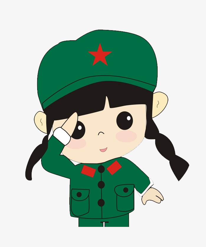 卡通军装女孩素材