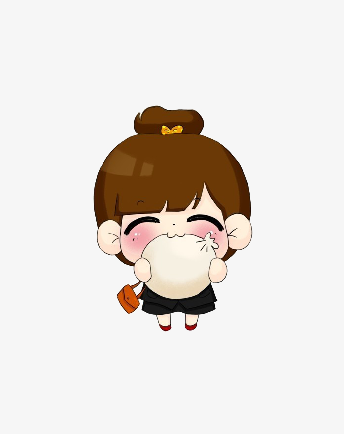 卡通女孩吃包子