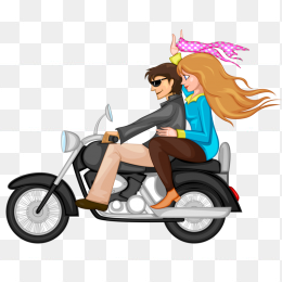 扁平化摩托车人物素材免抠