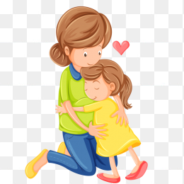 卡通人物母女爱心图形素材免抠图