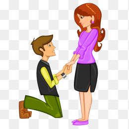 卡通人物恋人下跪图形素材免抠图