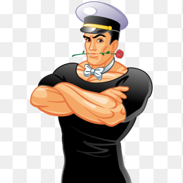 卡通人物肌肉玫瑰图形素材免抠图