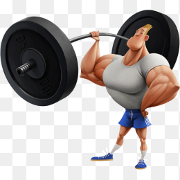 卡通人物肌肉健身哑铃图形素材免抠图