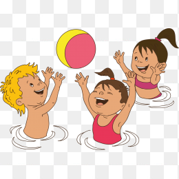 卡通人物小孩玩水图形素材免抠图