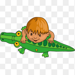 卡通人物小孩鳄鱼图形素材免抠图