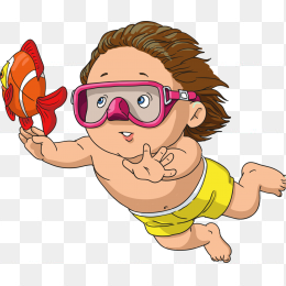 卡通人物小朋友鱼图形素材免抠图